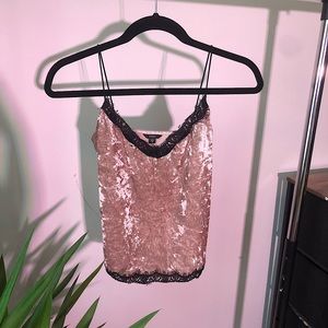 Guess velvet pink and black tank XS